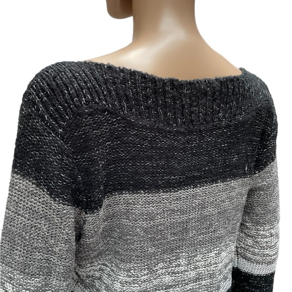 Again black gray shimmer long sleeve long knit sweater size large - Picture 7 of 15
